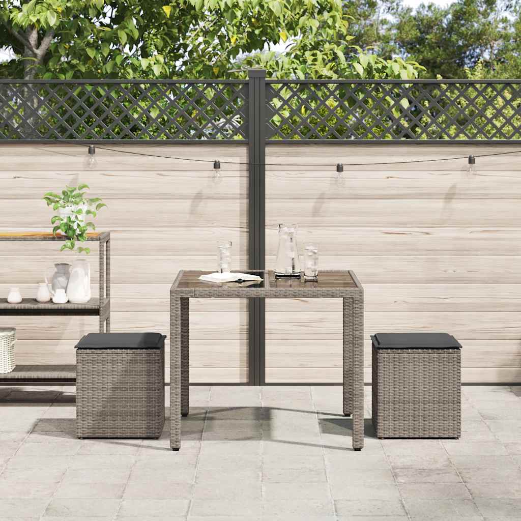 Bancos jardim com almofadas 2 unid 40x40x43 cm vime PE cinzento