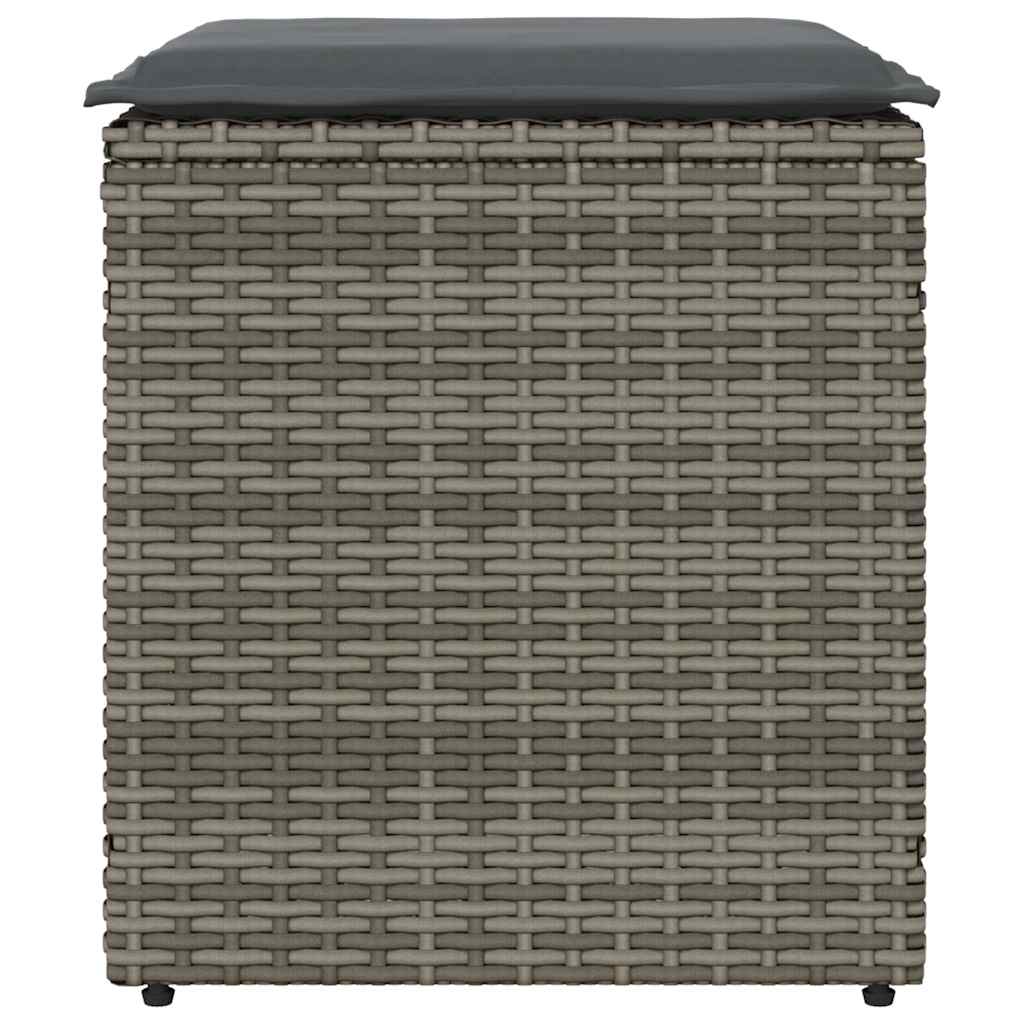Bancos jardim com almofadas 2 unid 40x40x43 cm vime PE cinzento