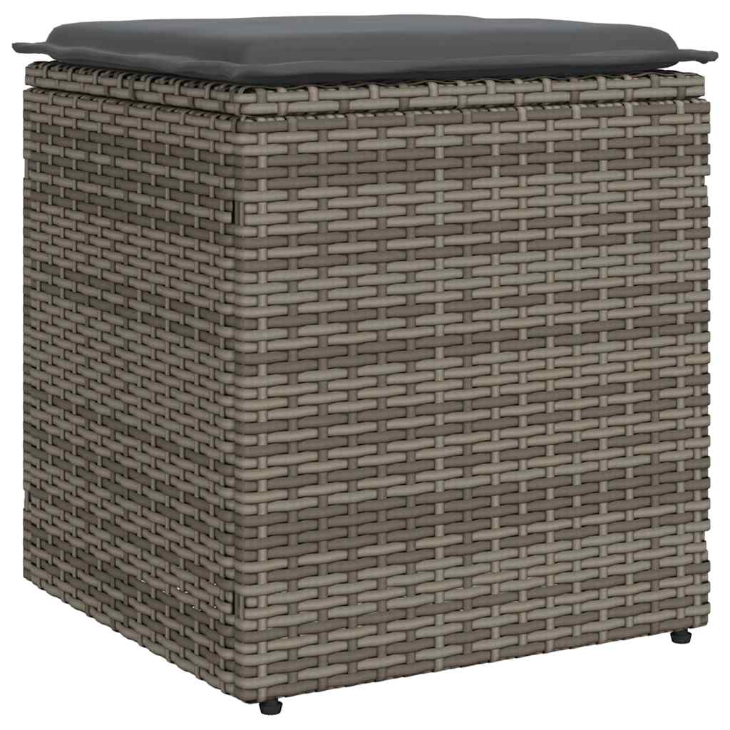 Bancos jardim com almofadas 2 unid 40x40x43 cm vime PE cinzento