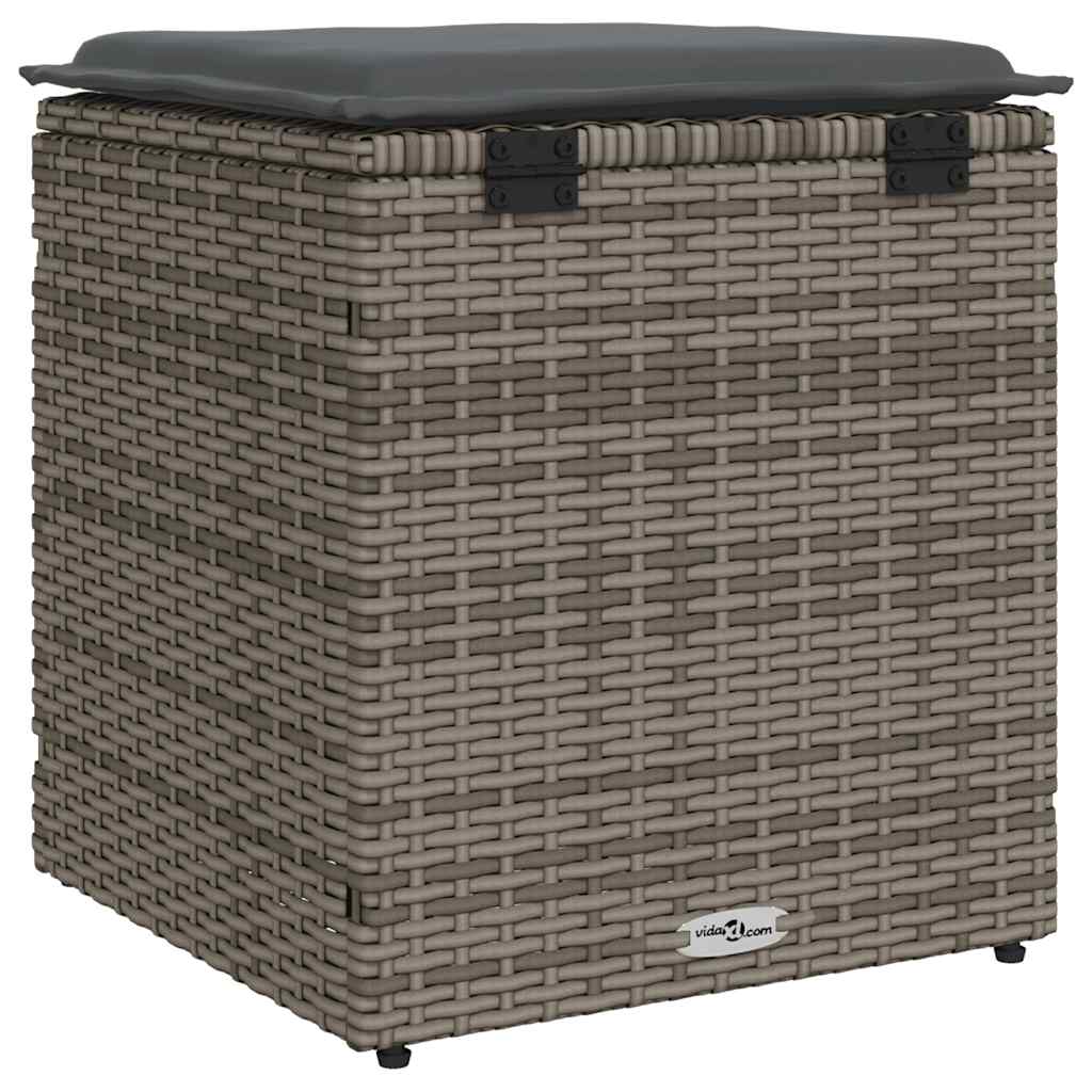 Bancos jardim com almofadas 2 unid 40x40x43 cm vime PE cinzento