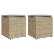 Bancos de jardim com almofadas 2 unid 40x40x43 cm vime PE bege