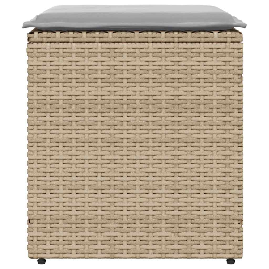 Bancos de jardim com almofadas 2 unid 40x40x43 cm vime PE bege