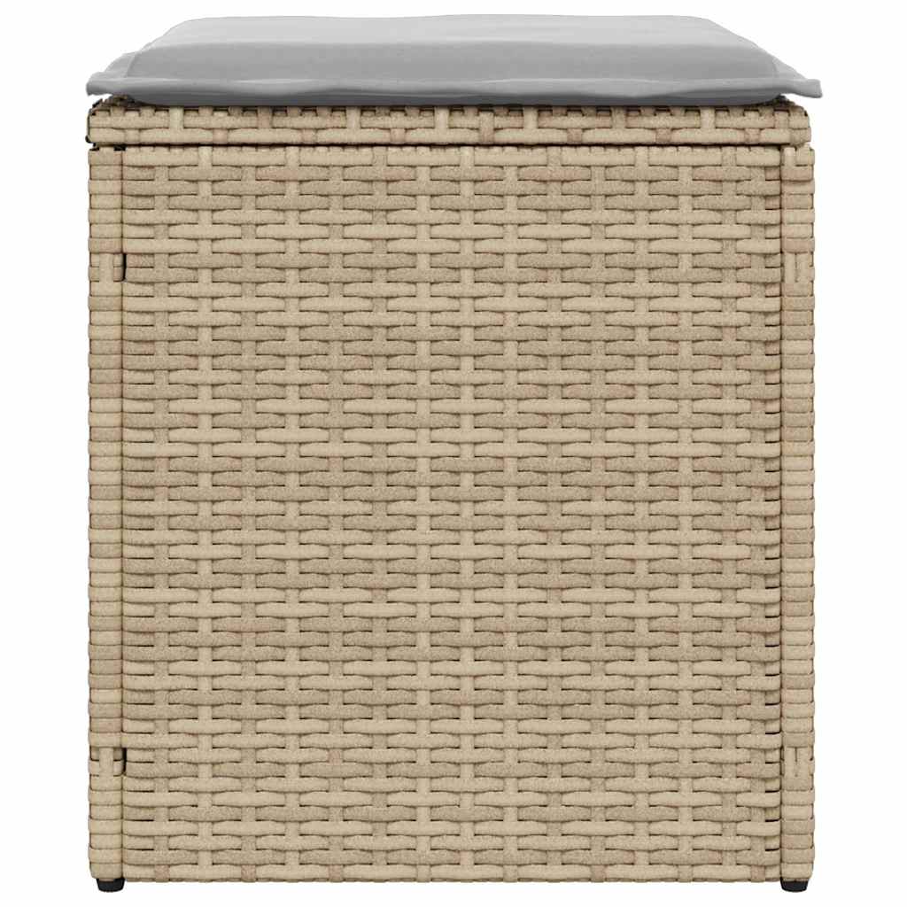 Bancos de jardim com almofadas 2 unid 40x40x43 cm vime PE bege