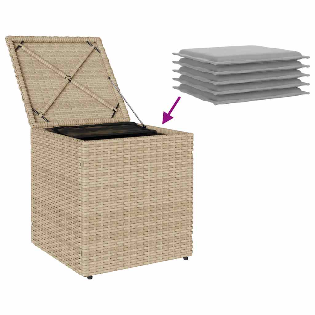 Bancos de jardim com almofadas 2 unid 40x40x43 cm vime PE bege