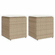 Bancos de jardim com almofadas 2 unid 40x40x43 cm vime PE bege