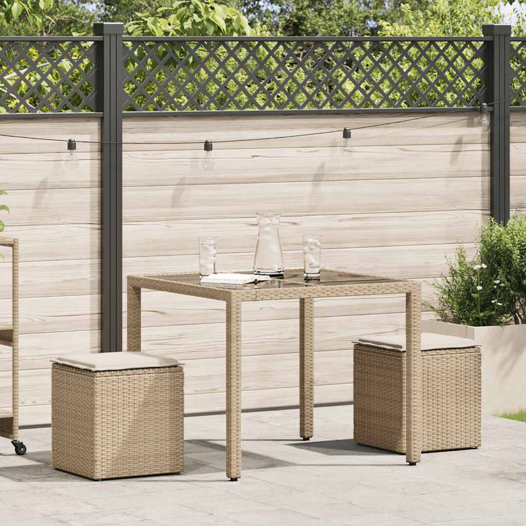 Bancos de jardim com almofadas 2 unid 40x40x43 cm vime PE bege