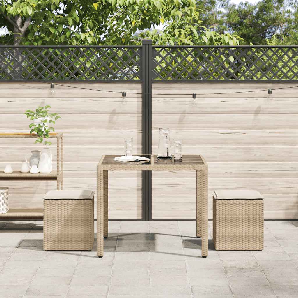 Bancos de jardim com almofadas 2 unid 40x40x43 cm vime PE bege