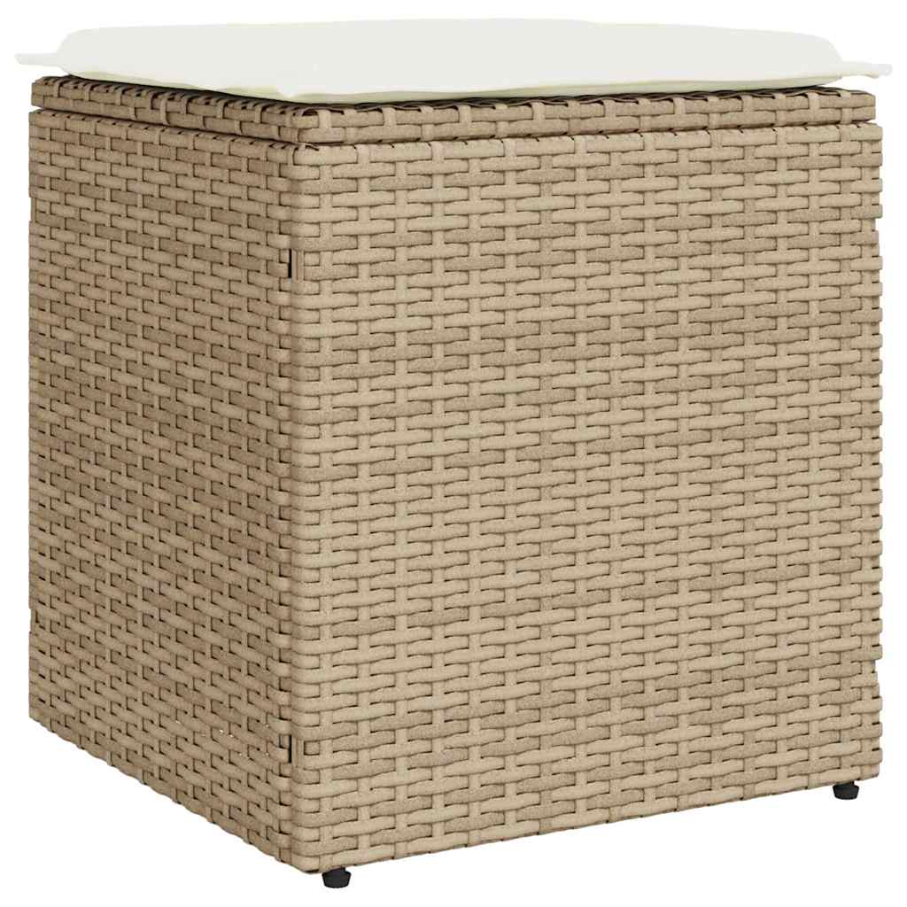 Bancos de jardim com almofadas 2 unid 40x40x43 cm vime PE bege