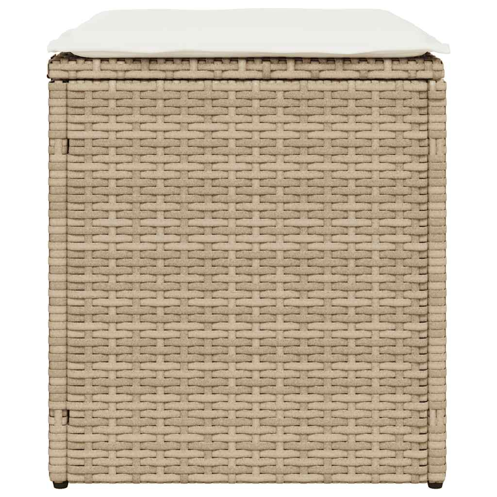 Bancos de jardim com almofadas 2 unid 40x40x43 cm vime PE bege