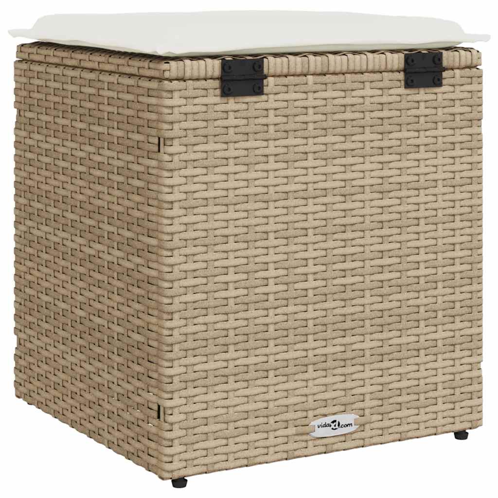 Bancos de jardim com almofadas 2 unid 40x40x43 cm vime PE bege
