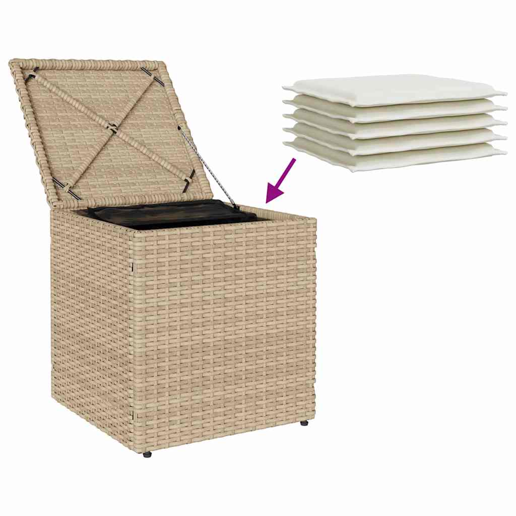 Bancos de jardim com almofadas 2 unid 40x40x43 cm vime PE bege