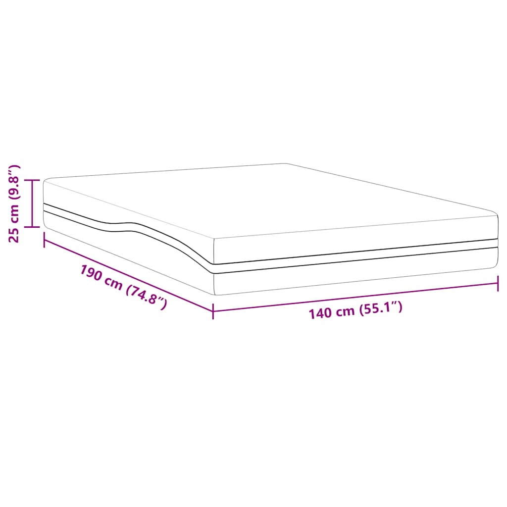 Colchão Branco e Cinza 140 x 190 cm Espuma de Memória