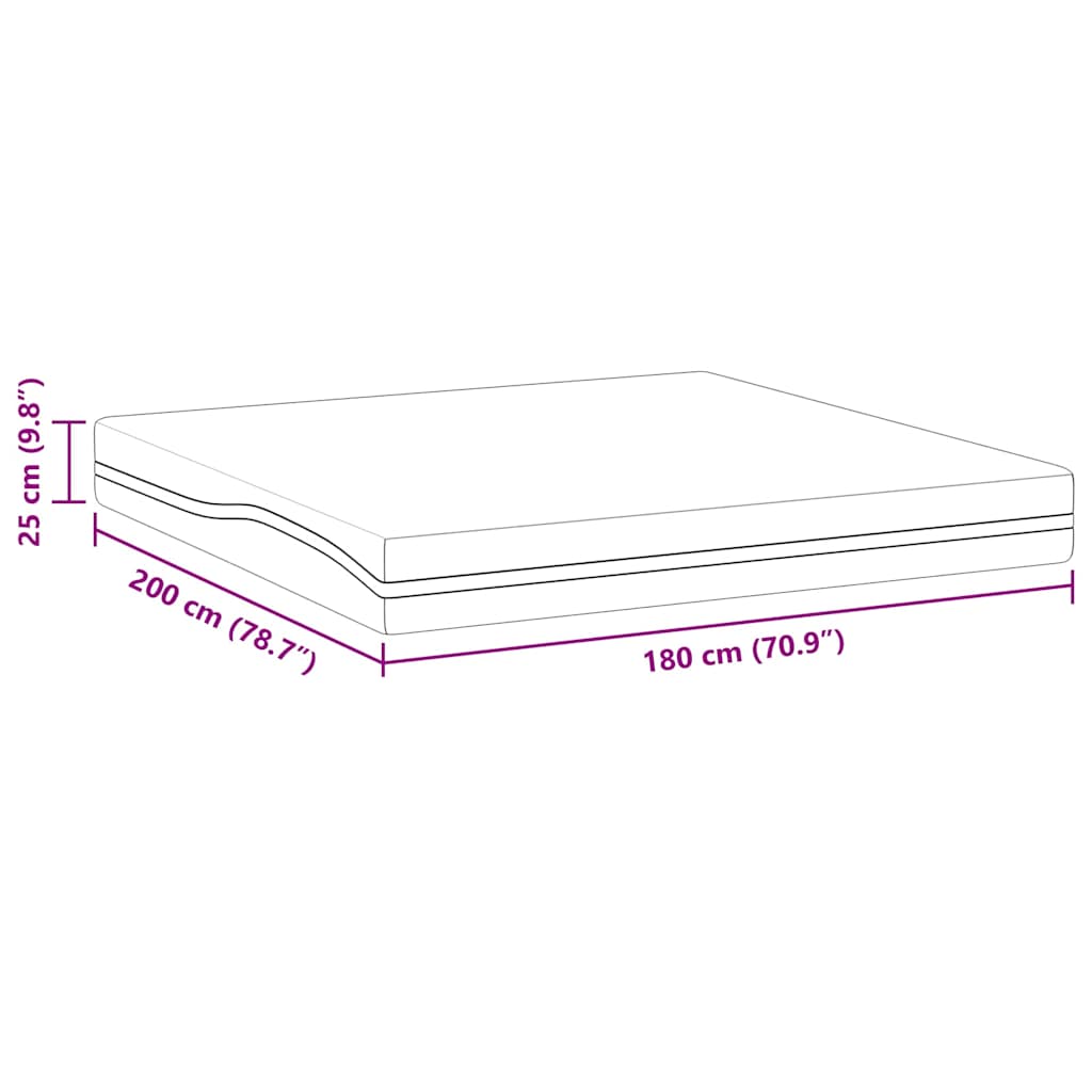 Colchão Branco e Cinza 180 x 200 cm Espuma de Memória