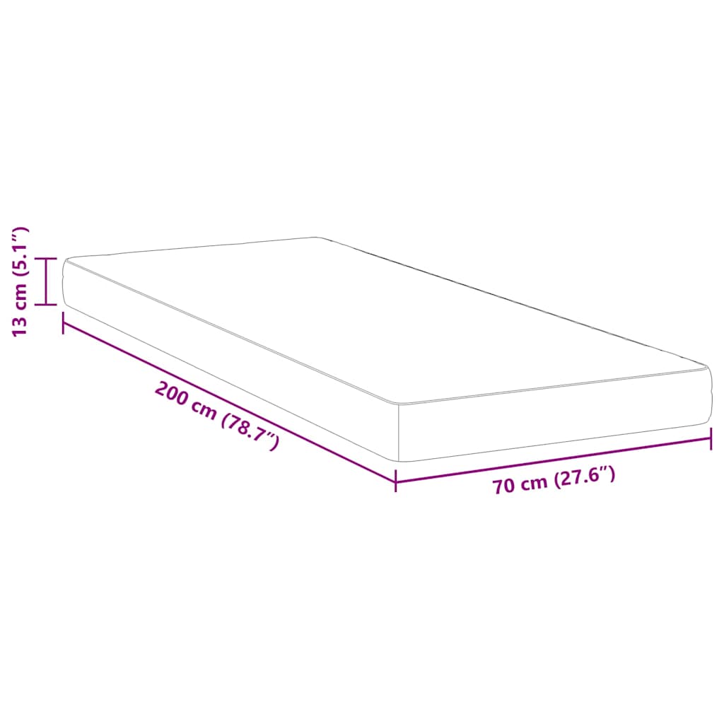 Colchão Branco 70 x 200 cm Espuma de Memória de Gel