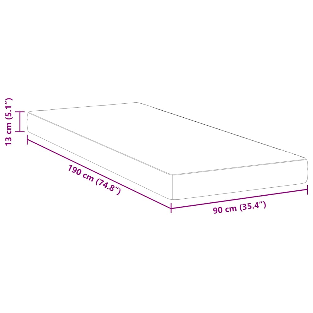 Colchão Branco 90 x 190 cm Espuma de Memória de Gel