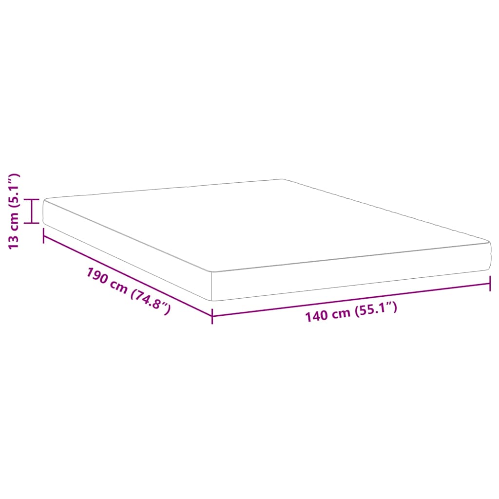 Colchão Branco 140 x 190 cm Espuma de Memória de Gel