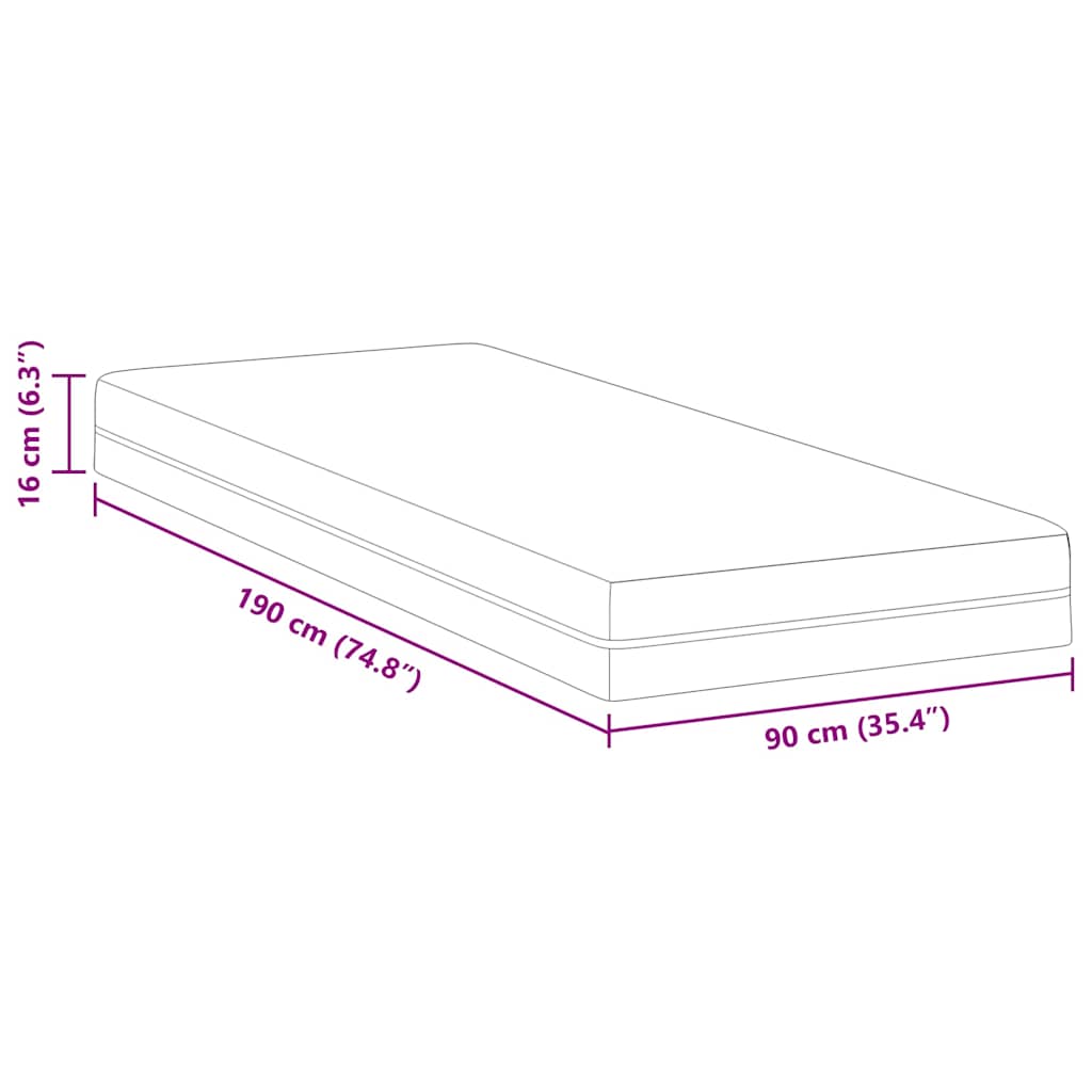 Colchão Branco e Cinza 90 x 190 cm Espuma de Memória