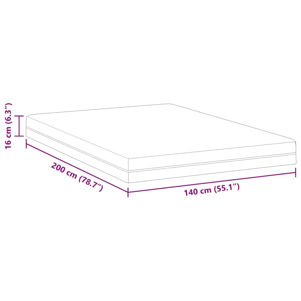 Colchão Branco e Cinza 140 x 200 cm Espuma de Memória