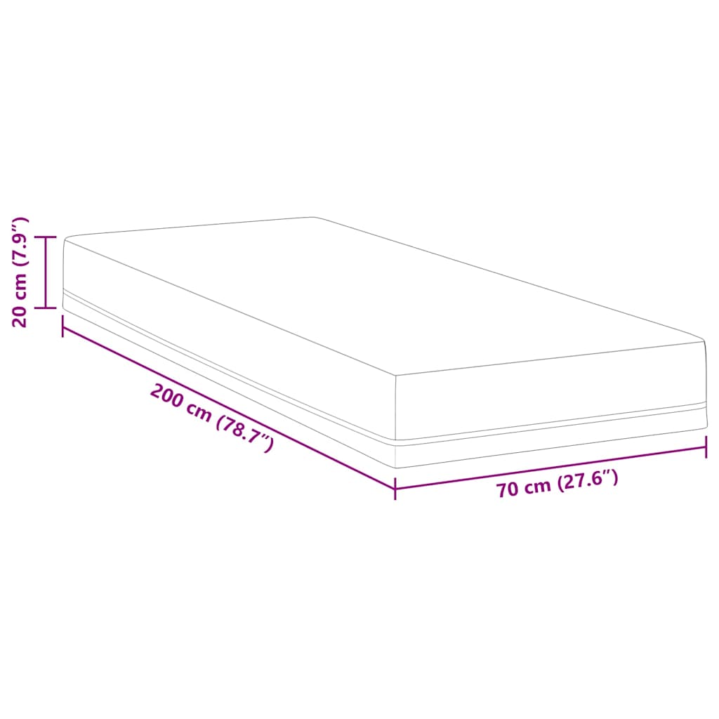 Colchão Branco e Azul 70 x 200 cm Espuma de Memória de Gel