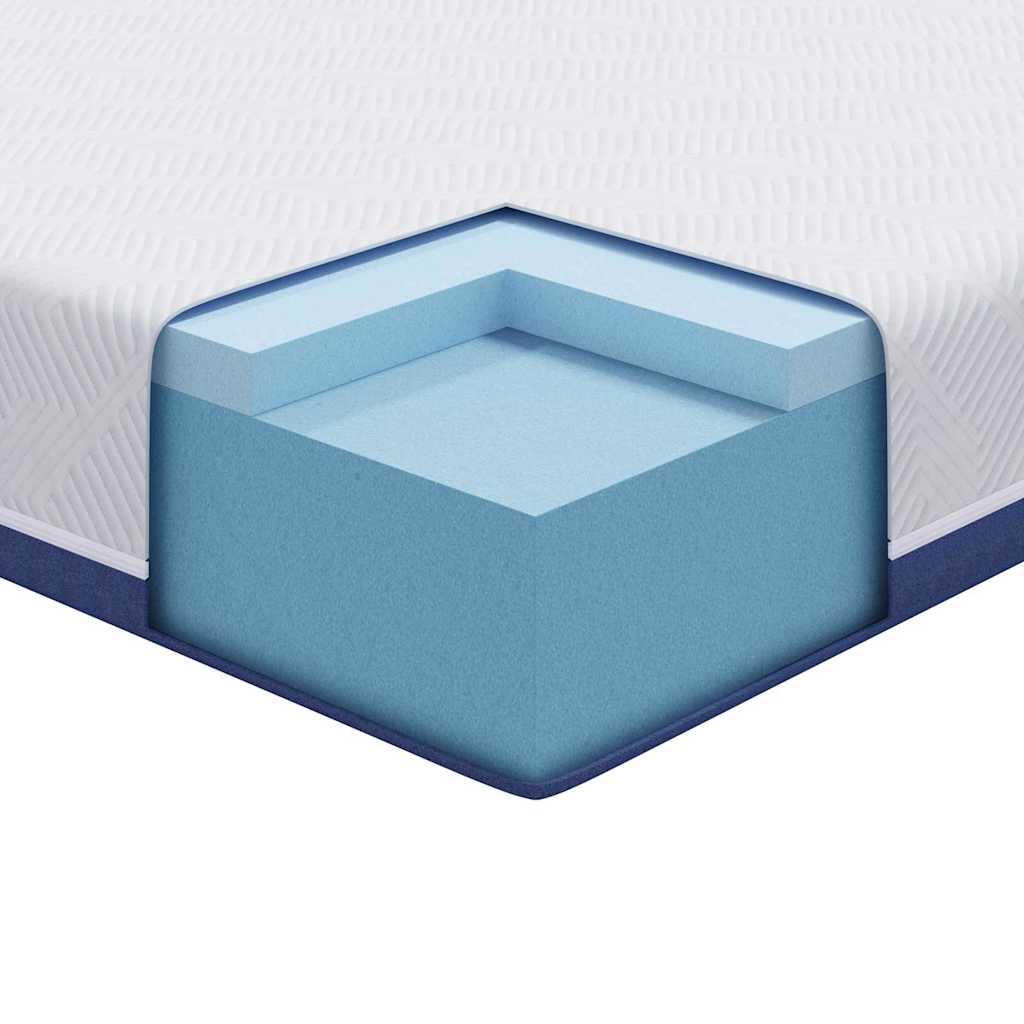 Colchão Branco e Azul 90 x 200 cm Espuma de Memória de Gel