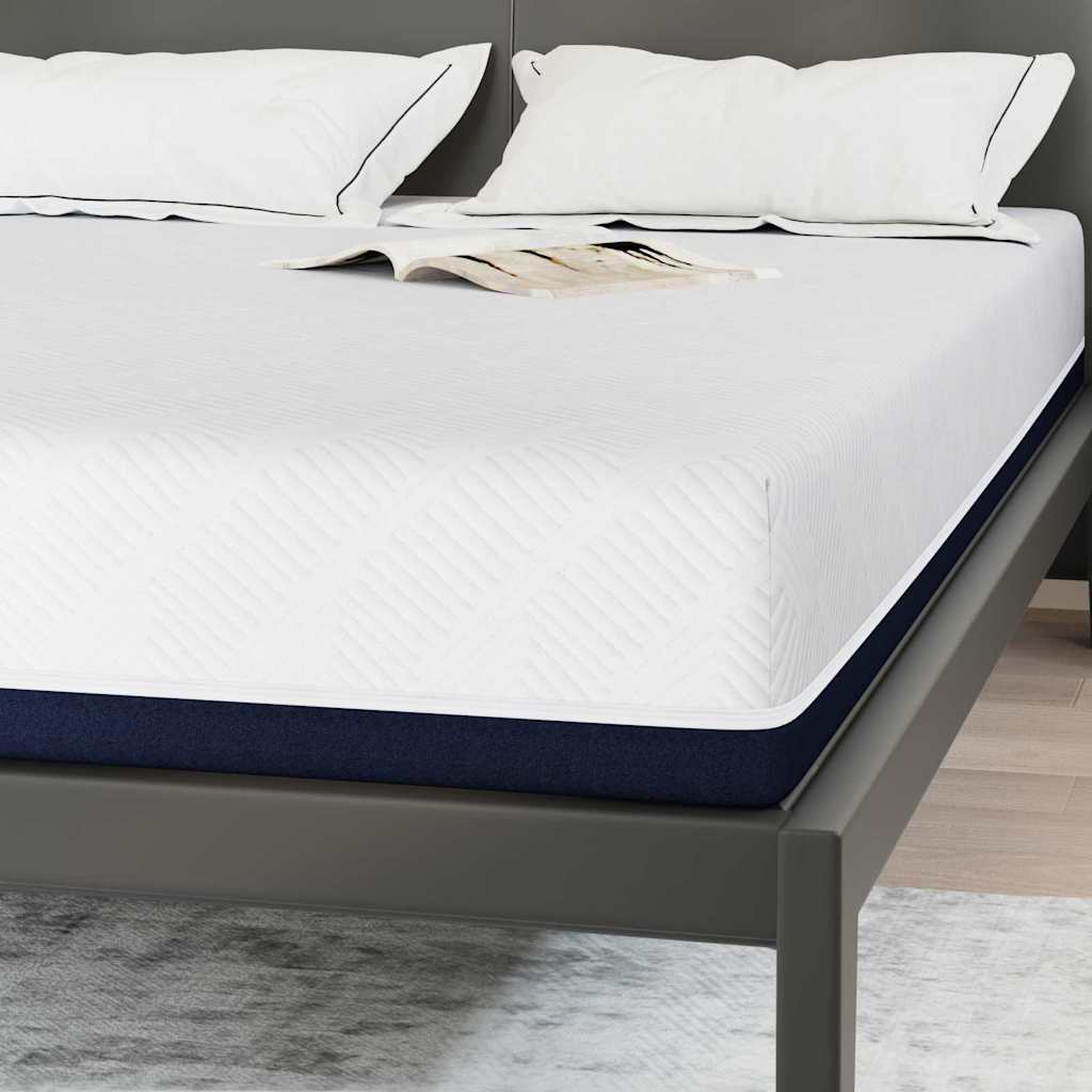 Colchão Branco e Azul 140 x 190 cm Espuma de Memória de Gel