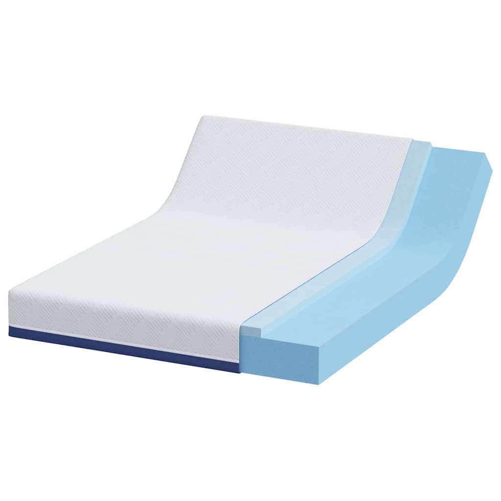 Colchão Branco e Azul 140 x 190 cm Espuma de Memória de Gel