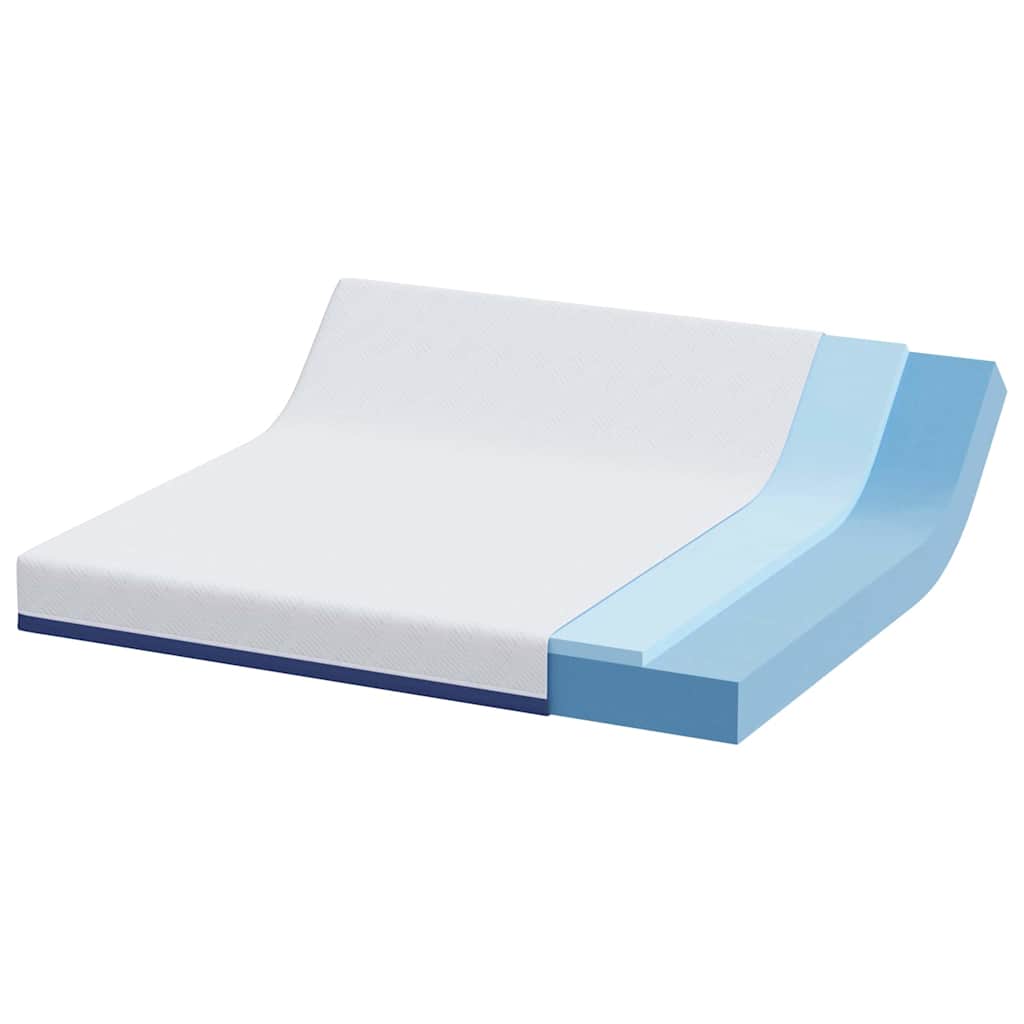 Colchão Branco e Azul 200 x 200 cm Espuma de Memória de Gel
