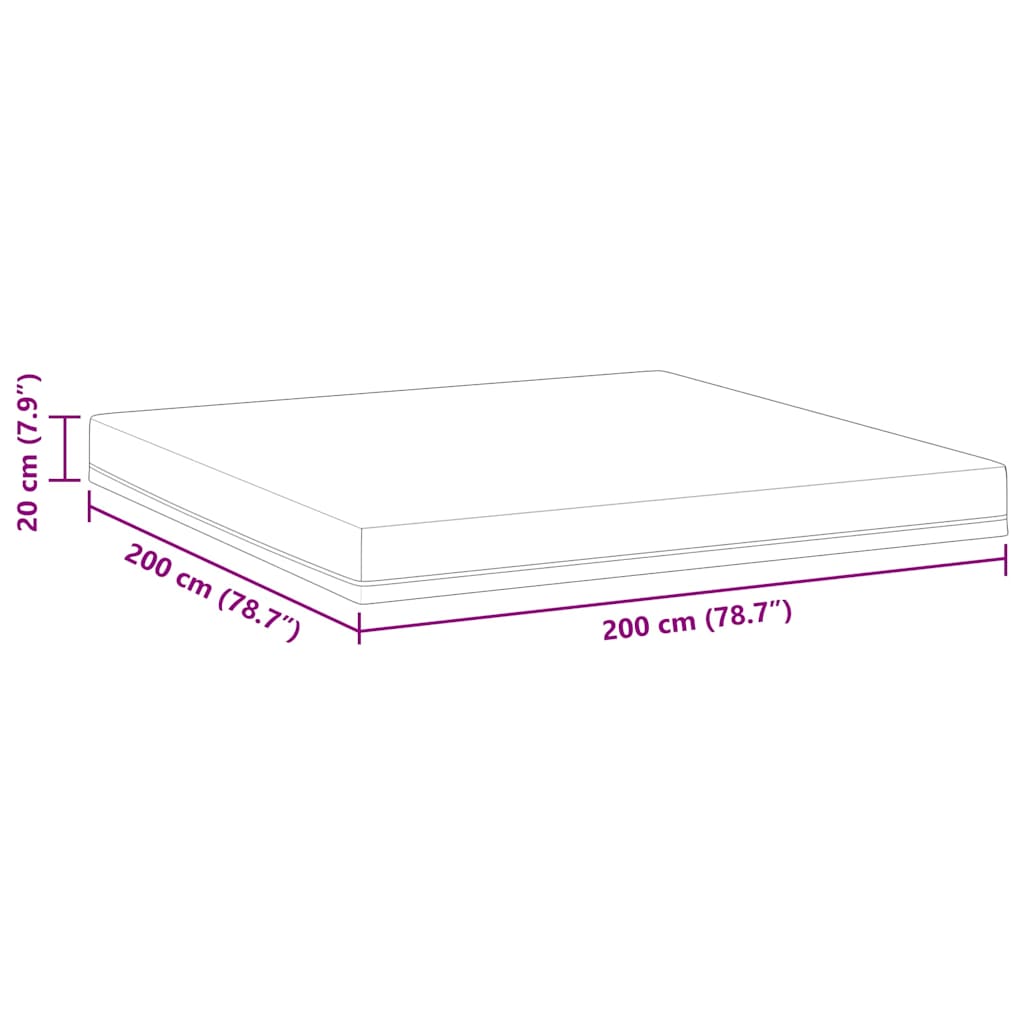 Colchão Branco e Azul 200 x 200 cm Espuma de Memória de Gel