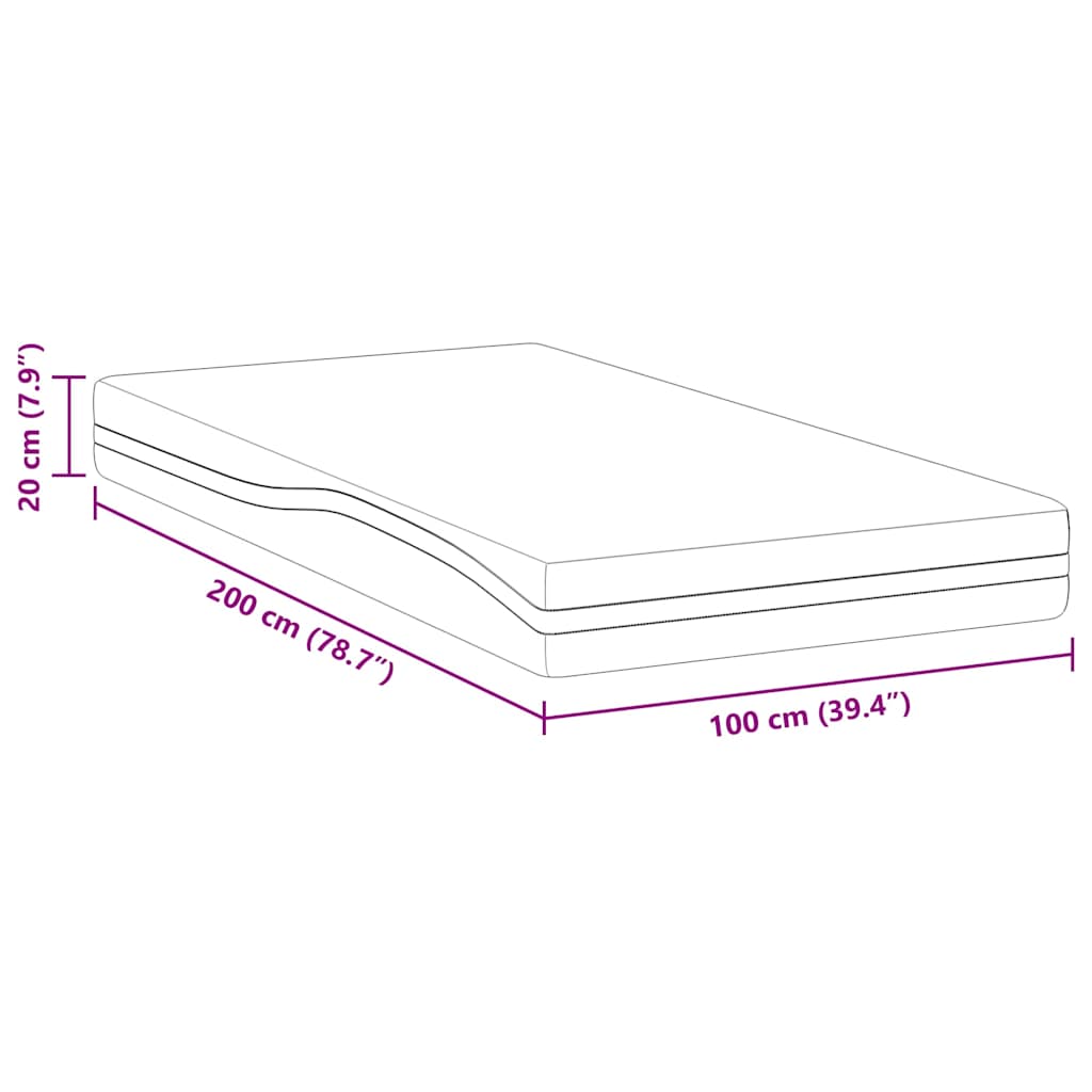 Colchão Branco e Cinza 100 x 200 cm Espuma de Memória de Gel