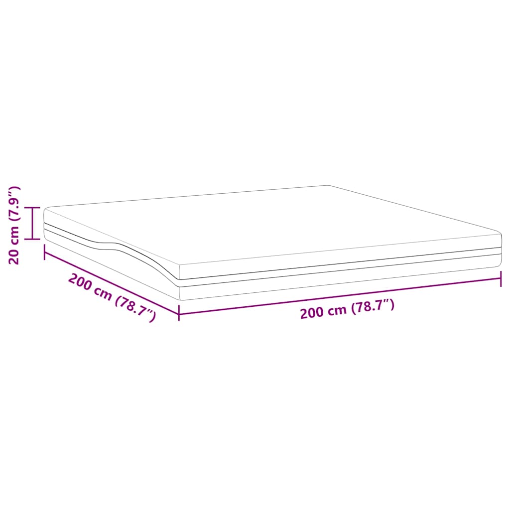 Colchão Branco e Cinza 200 x 200 cm Espuma de Memória de Gel