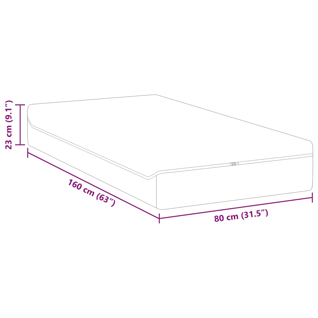 Colchão Branco e Cinza 80 x 160 cm Mola Pocket