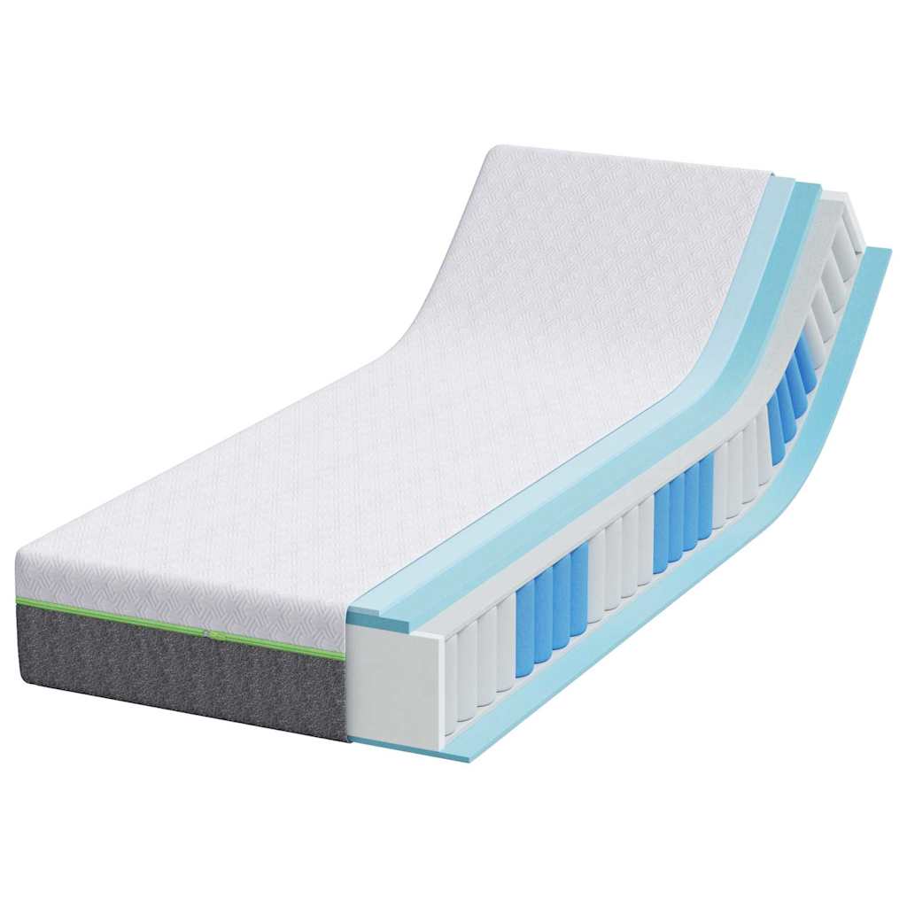 Colchão Branco e Cinza 70 x 200 cm Mola Pocket