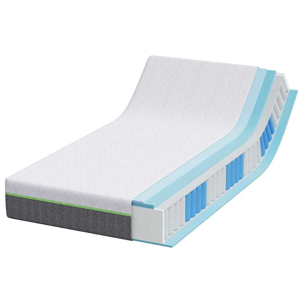 Colchão Branco e Cinza 90 x 190 cm Mola Pocket