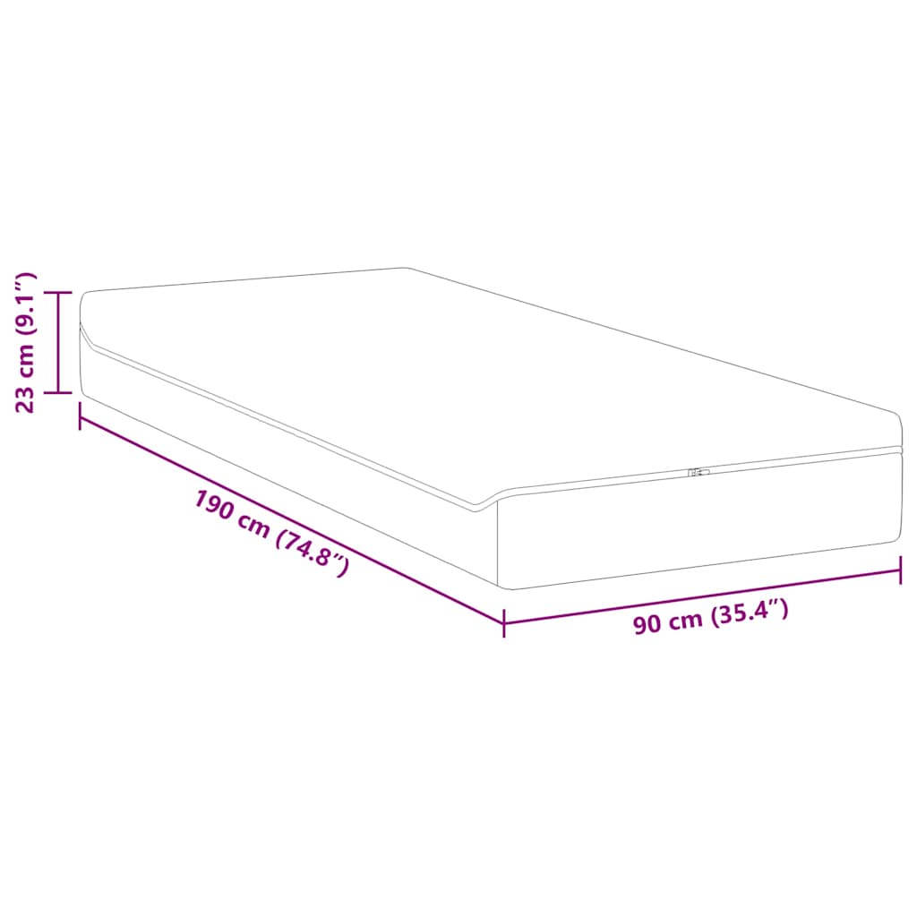 Colchão Branco e Cinza 90 x 190 cm Mola Pocket