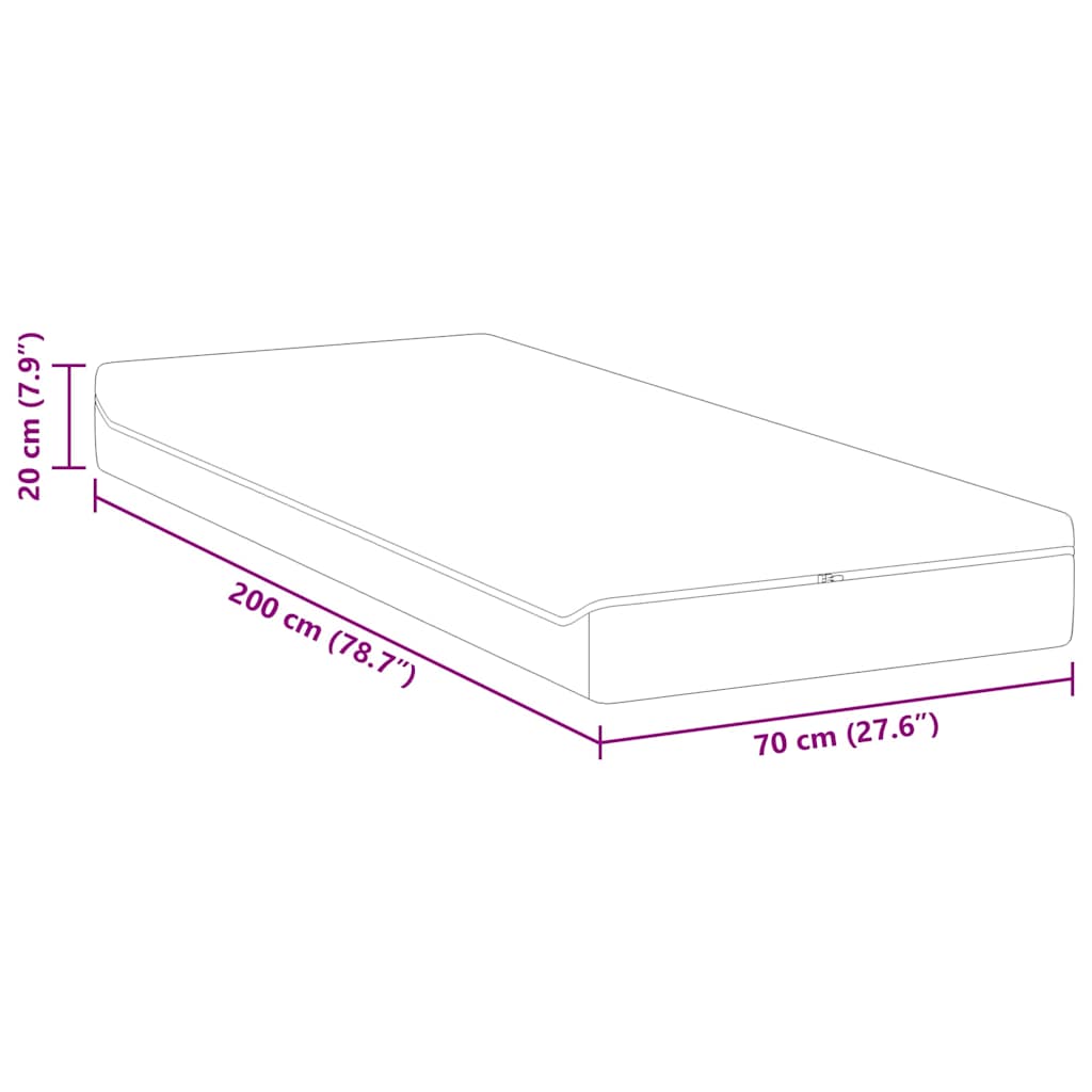 Colchão Branco e Cinza 70 x 200 cm Mola Pocket