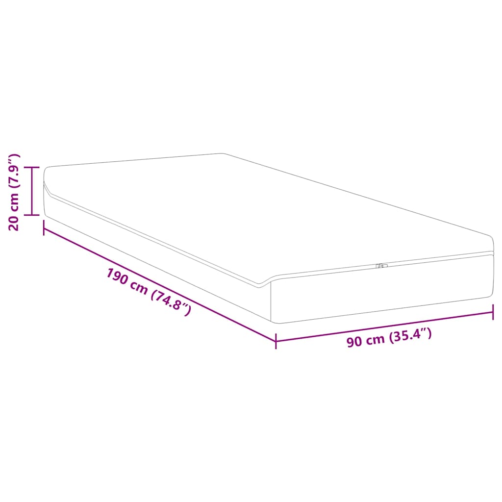 Colchão Branco e Cinza 90 x 190 cm Mola Pocket