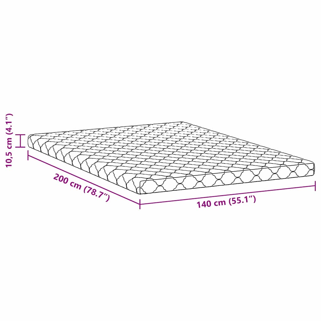Colchão com Camada de Coco Branco 200 x 140 cm Espuma PU