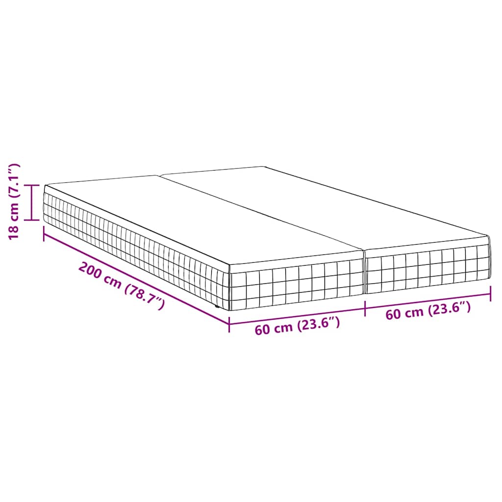 Colchão 2 pcs Branco e Cinza 60 x 200 cm Mola Bonell