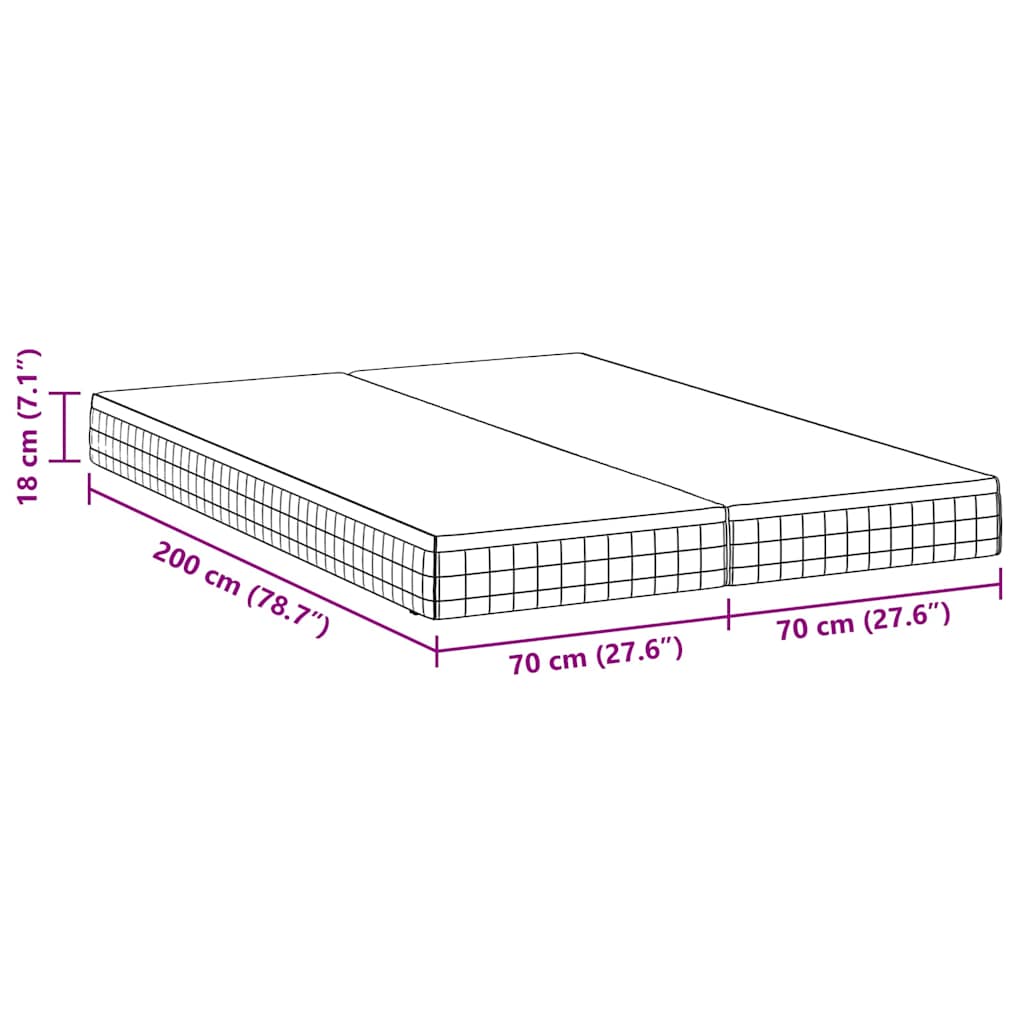 Colchão 2 pcs Branco e Cinza 70 x 200 cm Mola Bonell