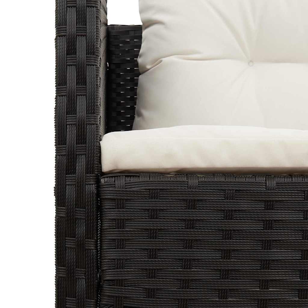 Conjunto de Sofá de Jardim 6 pcs Preto e creme vime PE