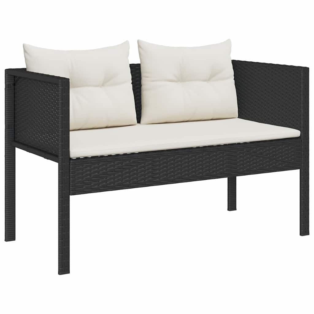Conjunto de Sofá de Jardim 6 pcs Preto e creme vime PE