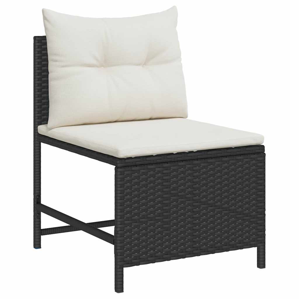 Conjunto de Sofá de Jardim 6 pcs Preto e creme vime PE