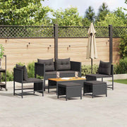 Conjunto de Sofá de Jardim 6 pcs Preto vime PE