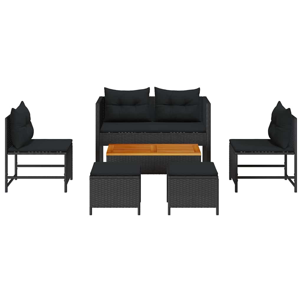 Conjunto de Sofá de Jardim 6 pcs Preto vime PE