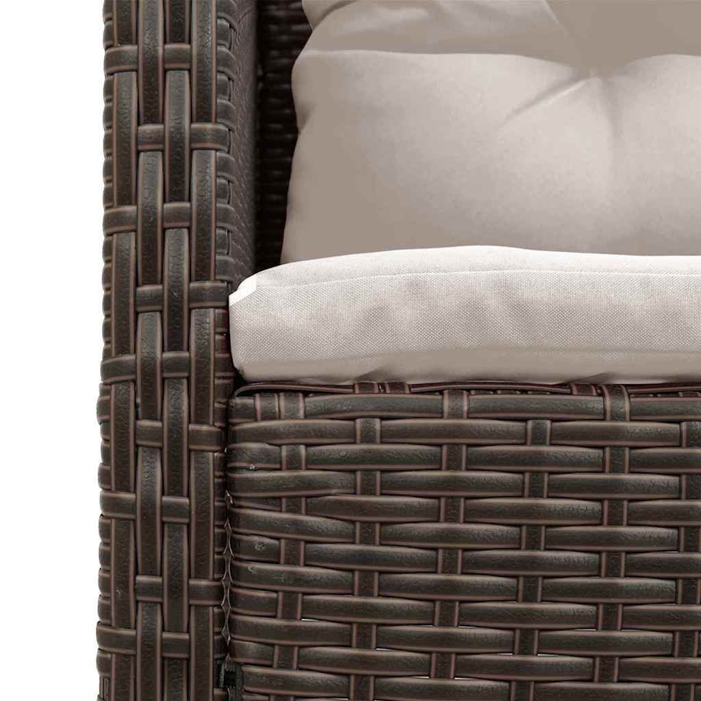 Conjunto de Sofá de Jardim 6 pcs Castanho e creme vime PE