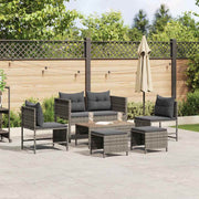 Conjunto de Sofá de Jardim 6 pcs cinzento e cinzento escuro