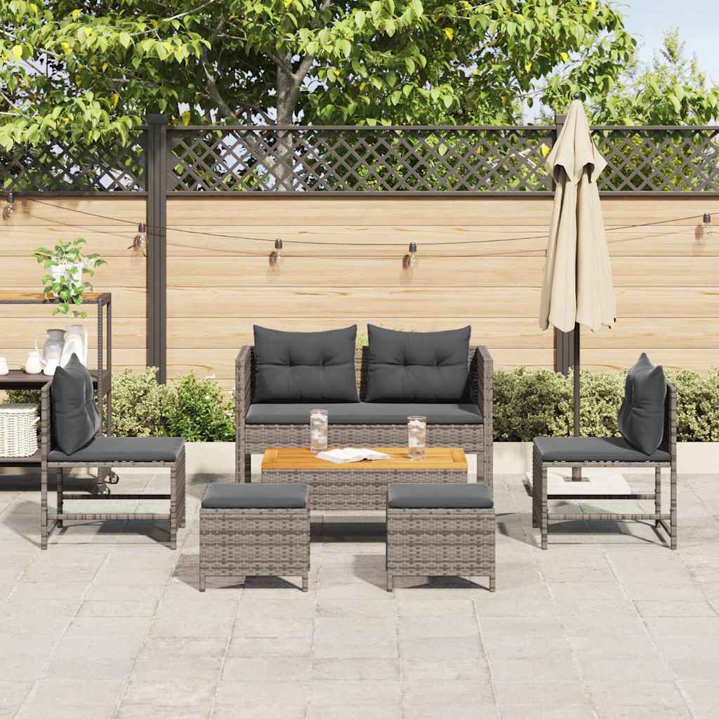 Conjunto de Sofá de Jardim 6 pcs cinzento e cinzento escuro
