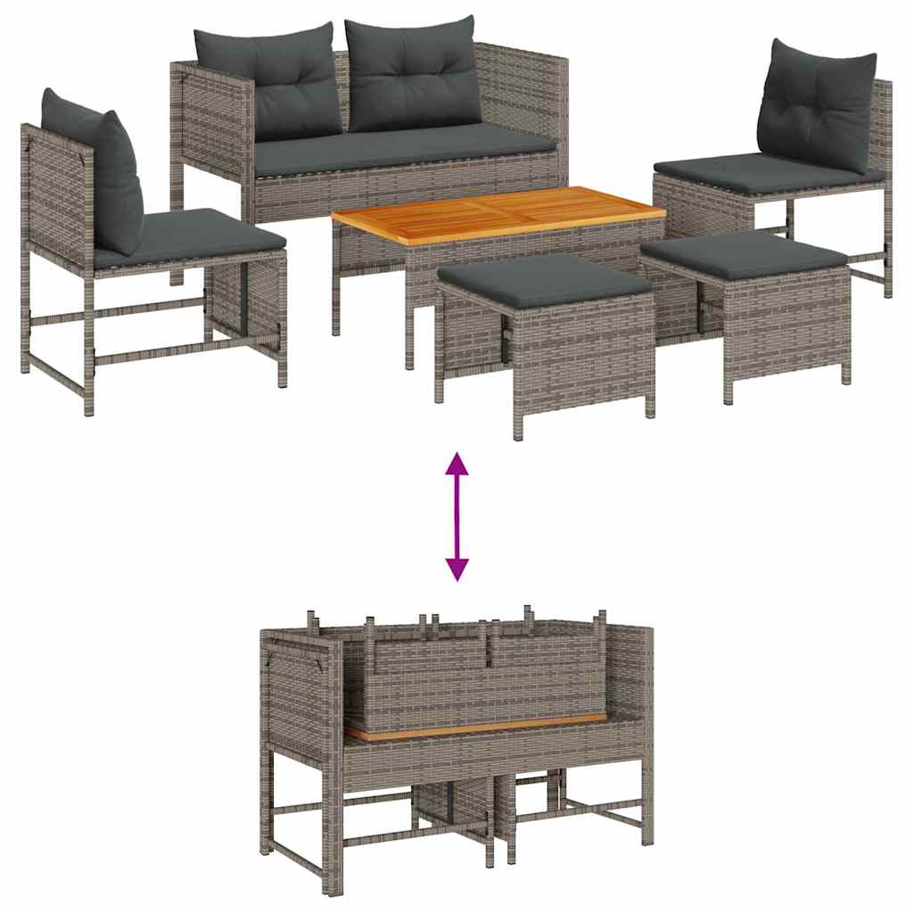 Conjunto de Sofá de Jardim 6 pcs cinzento e cinzento escuro