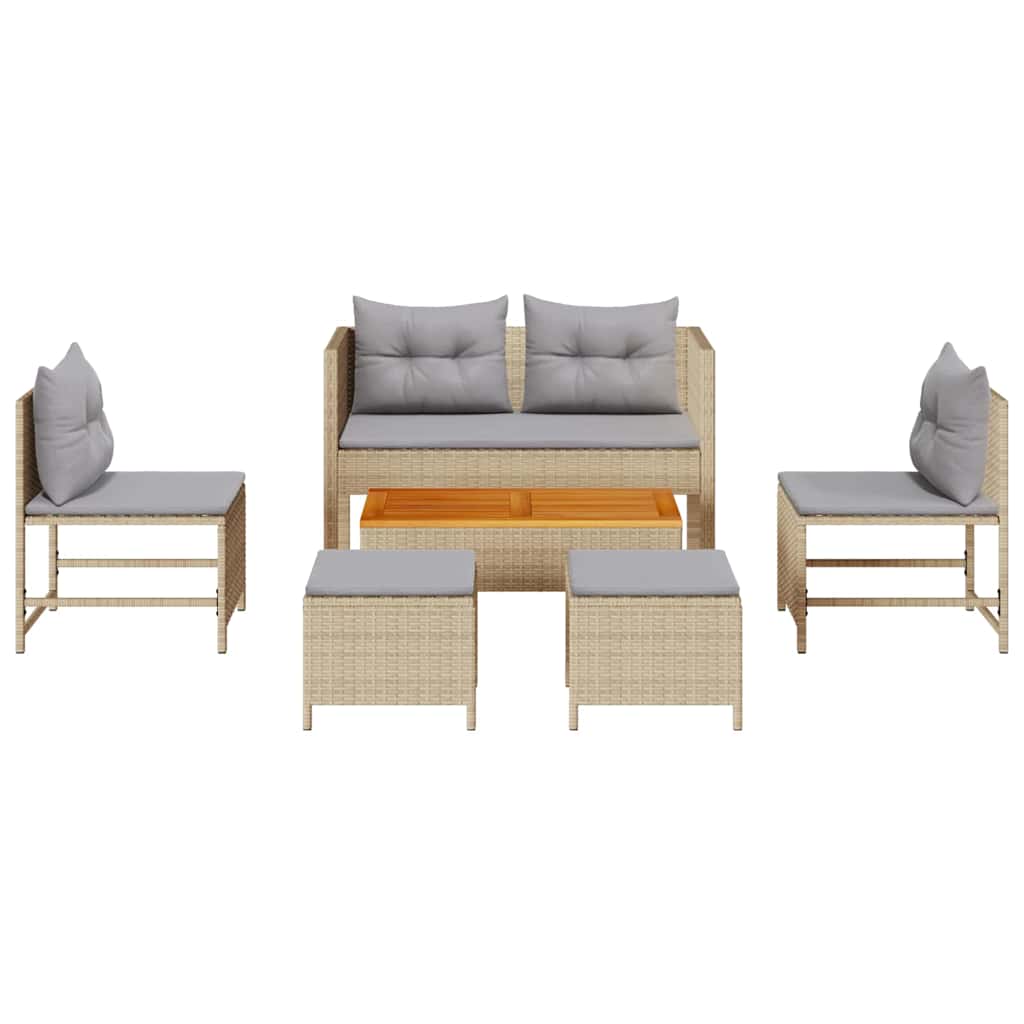 Conjunto de Sofá de Jardim 6 pcs bege e cinzento claro vime PE