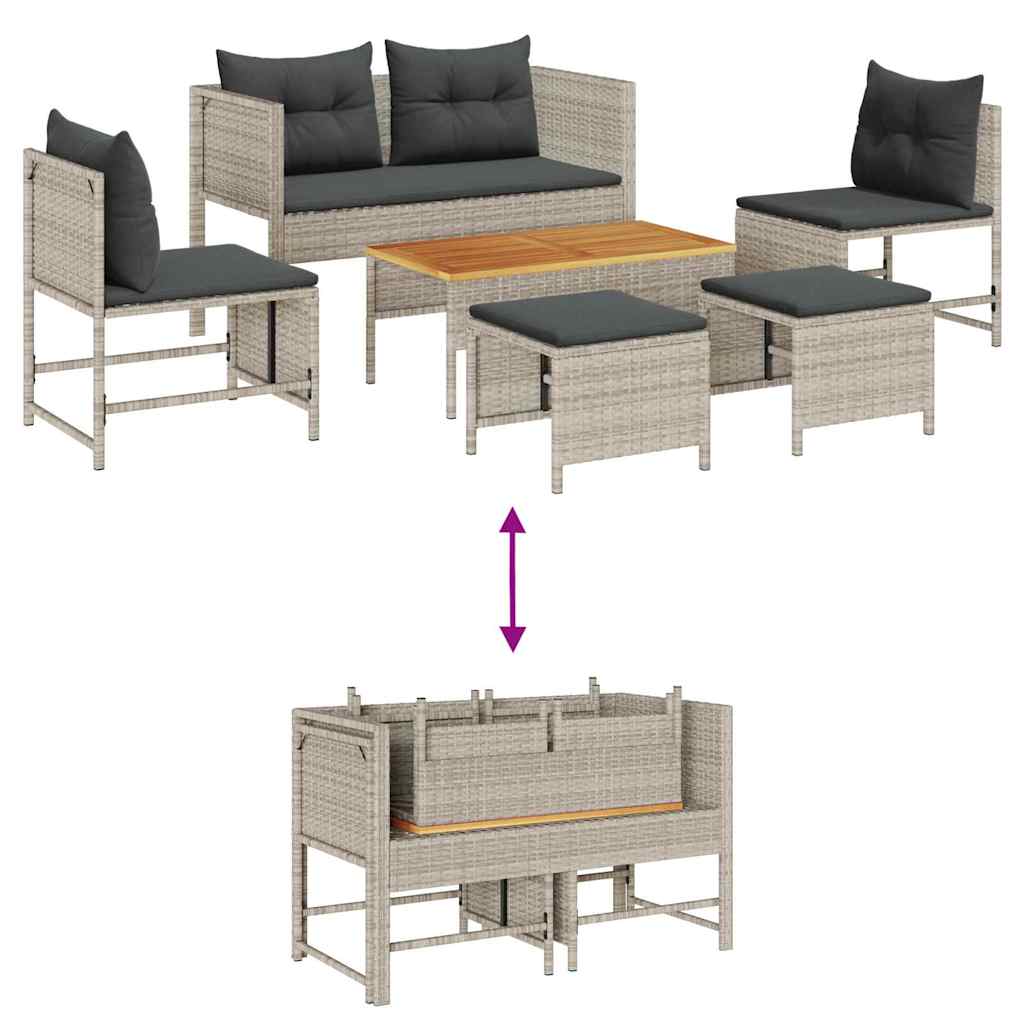 Conjunto de Sofá de Jardim 6 pcs